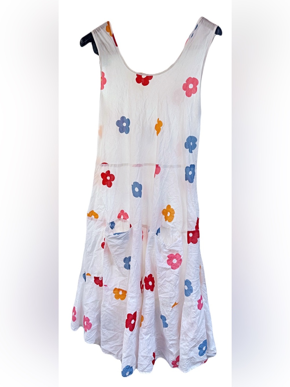 Dress Addict White Floral Pocket Sundress with Multicolor Blooms